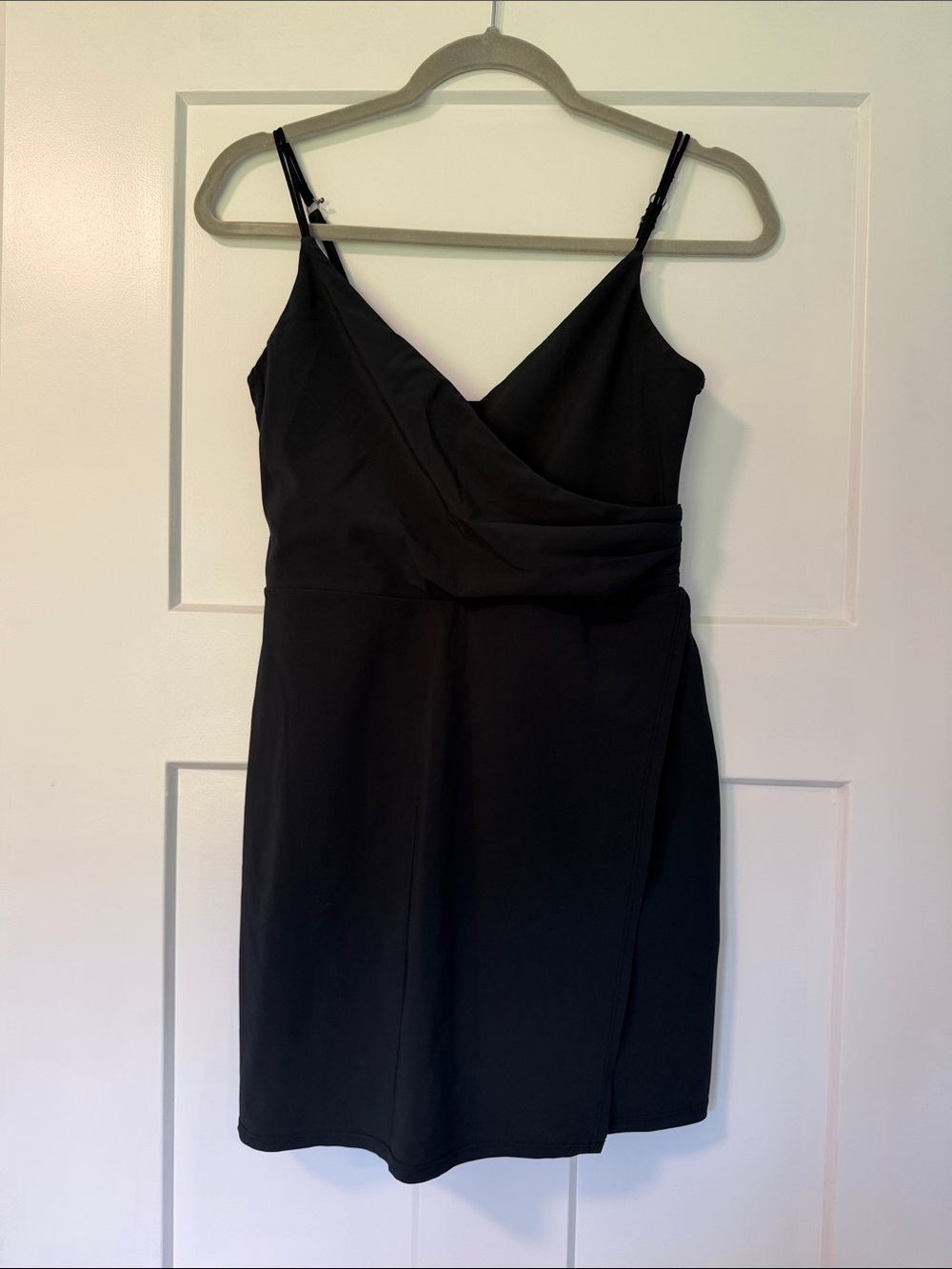 Abercrombie Small Petite Black Wrap-Front Spaghetti Strap Athletic Dress
